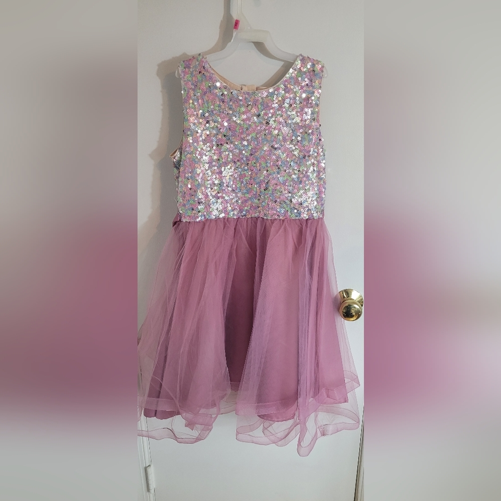 BLUSH NEW Pink and multi-colored Sequins Size 14 Sleeveless Dress NWT Zipper Bac
